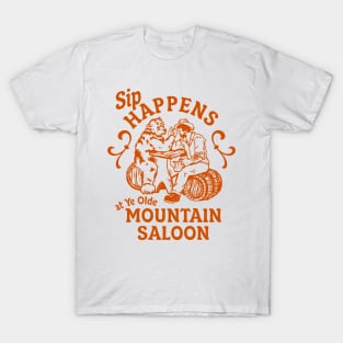 Sip Happens Mountain Saloon: Funny Bear Arm Wrestling & Drinking T-Shirt